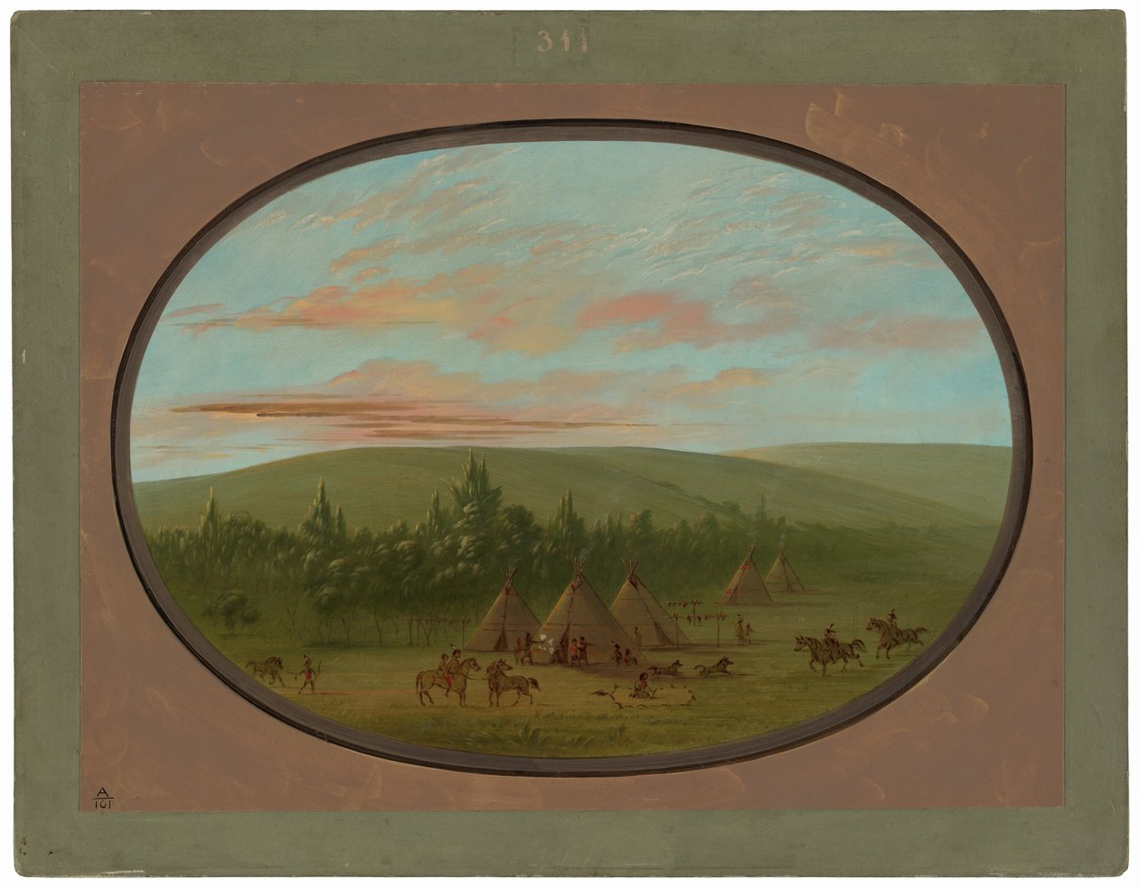 Siouxská vesnice od George Catlin