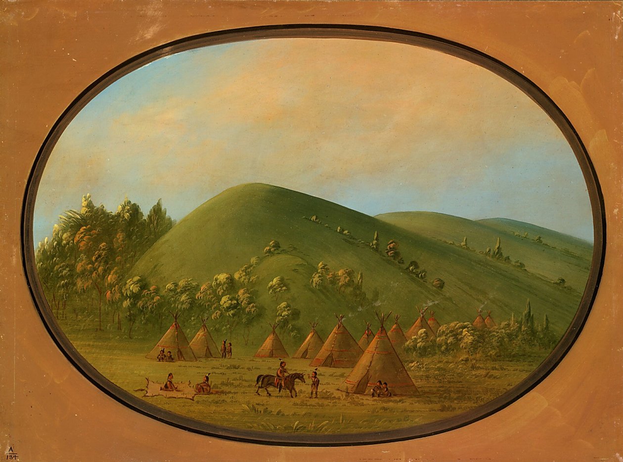 Malá cheyennská vesnice od George Catlin