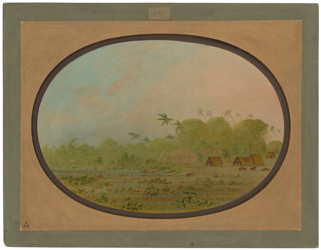 Malá vesnice indiánů Remos od George Catlin