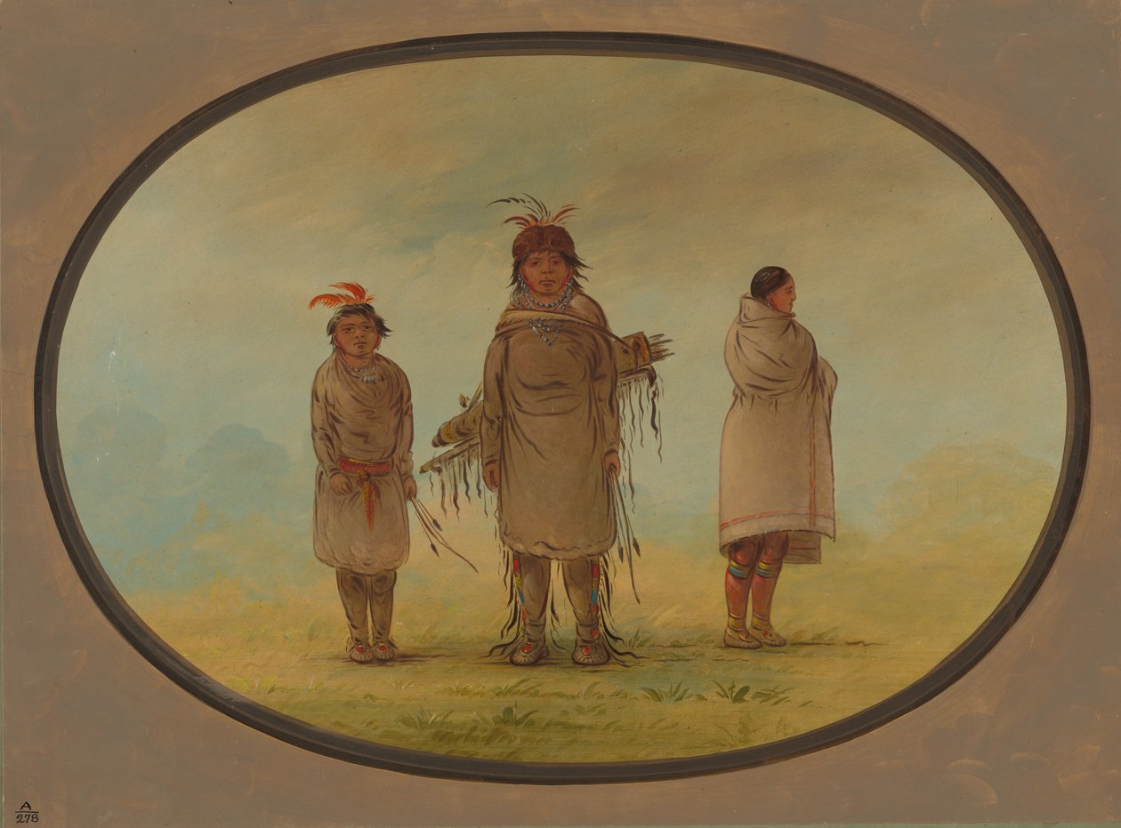 Kamenný válečník, jeho žena a chlapec, 18551869. od George Catlin