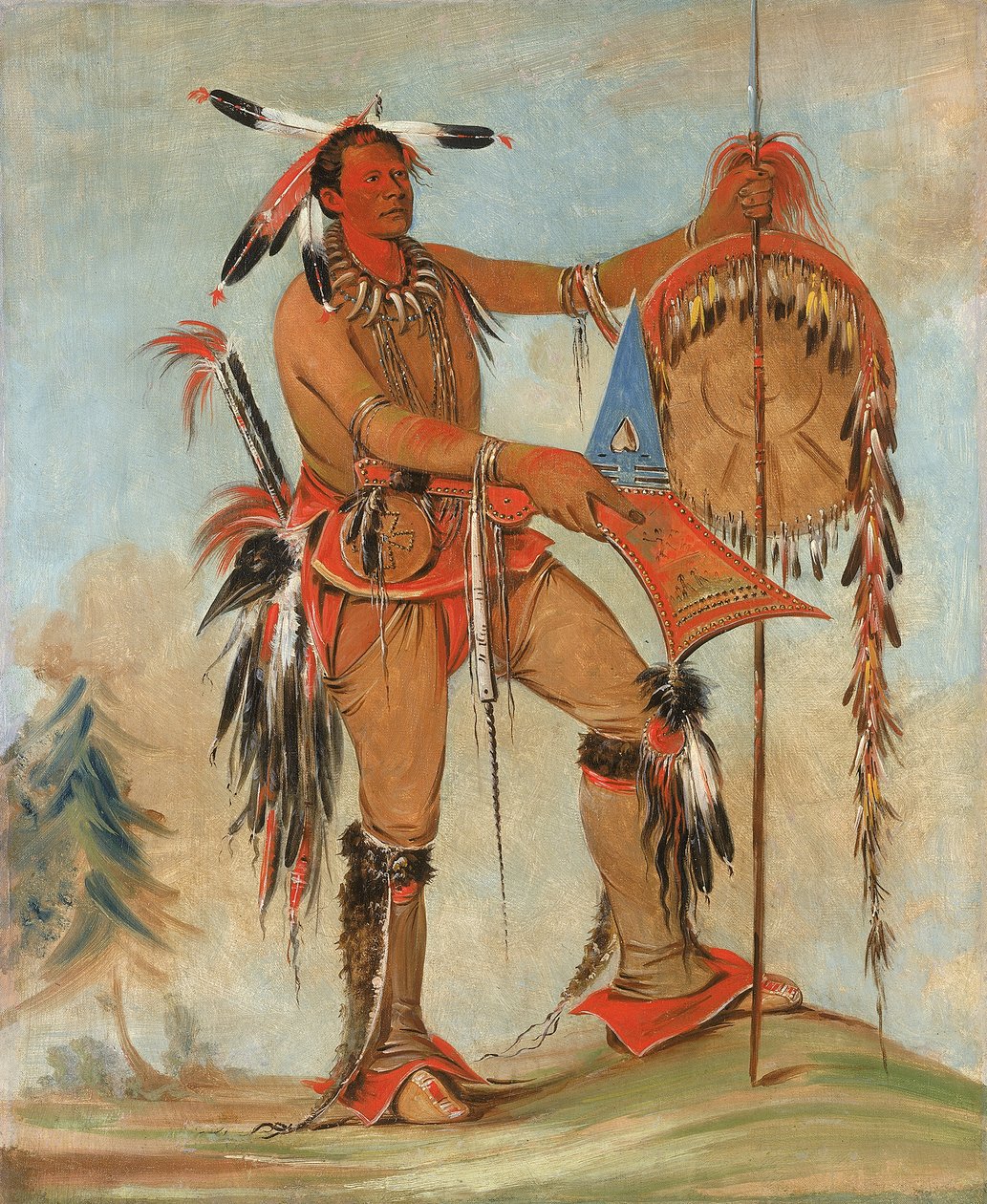 Ah-móu-a, Velryba, jeden z hlavních statečných Kee-o-kúk, 1835. od George Catlin