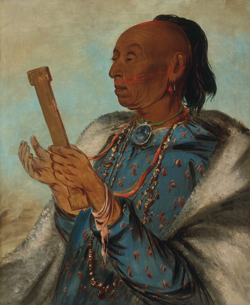 Ah-tón-we-tuck, Kohout Turecko, opakující svou modlitbu, 1830. od George Catlin