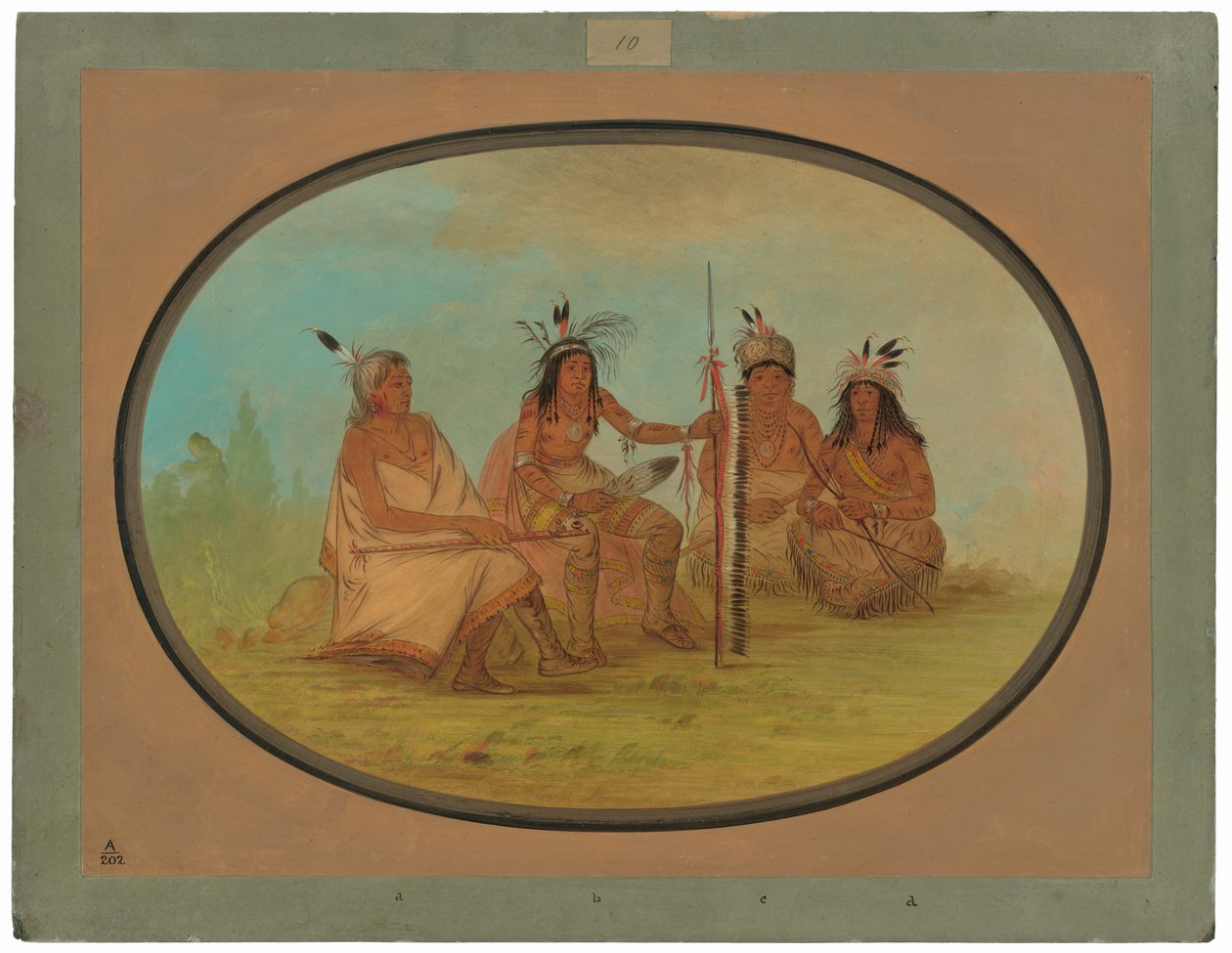 Starý Odžibbewayský náčelník a tři válečníci od George Catlin