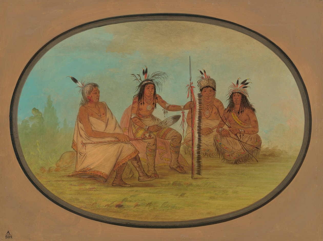 Starý odžibbewayský náčelník a tři válečníci, 18611869. od George Catlin