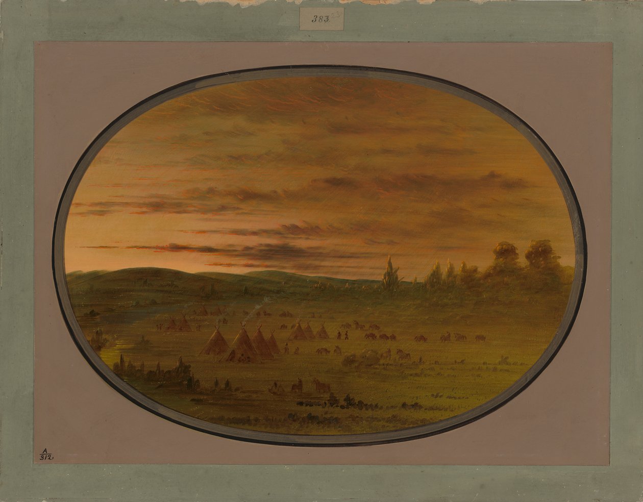 Indiánský tábor při západu slunce, 1861-69 od George Catlin