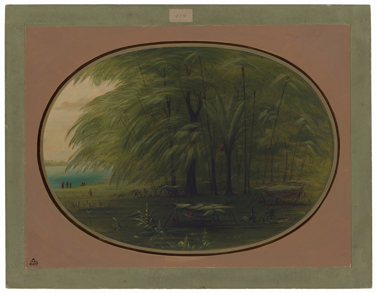 Indiánská vesnice - Pobřeží Amazonky od George Catlin