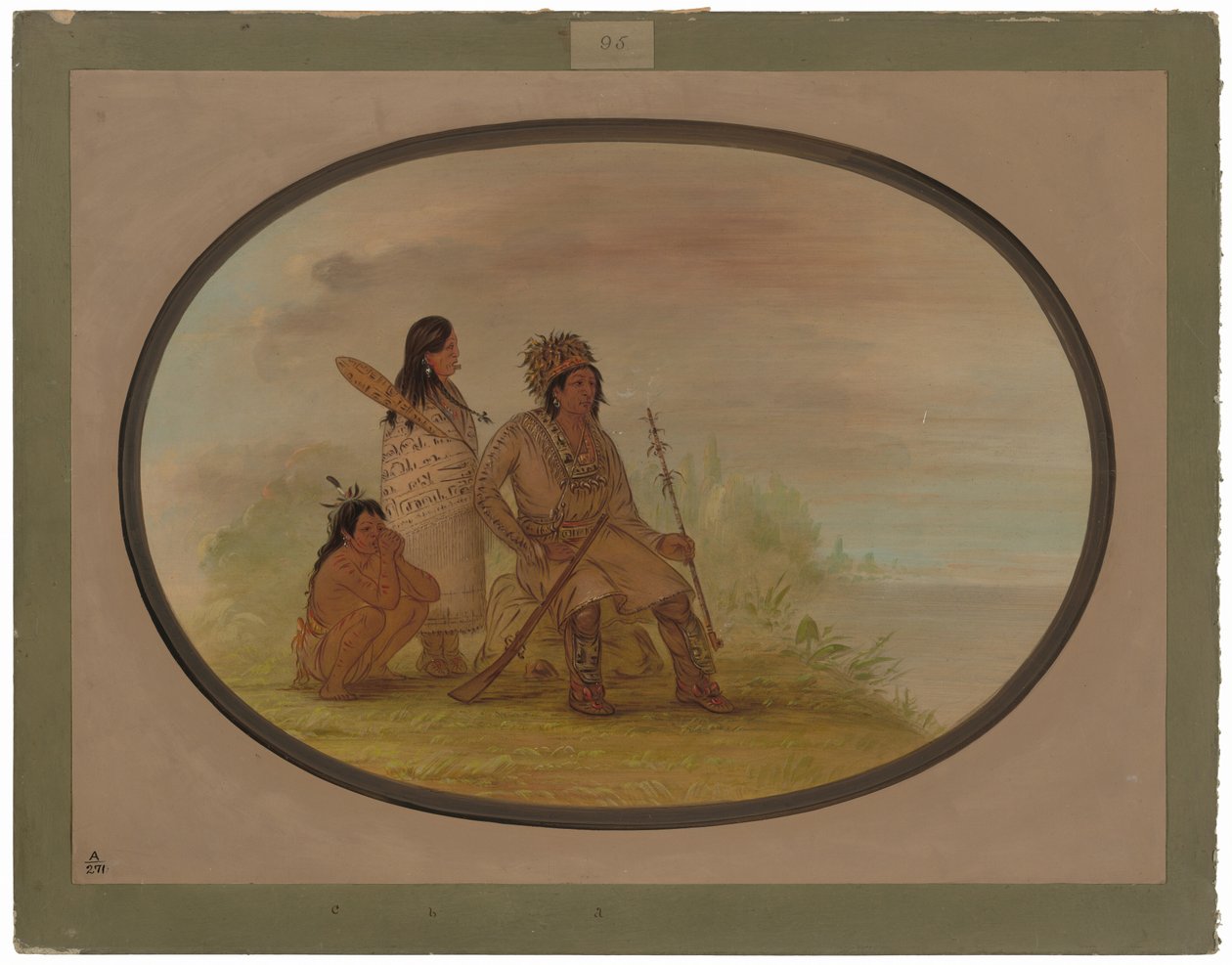 Starý indián Nayas, jeho vnučka a chlapec od George Catlin