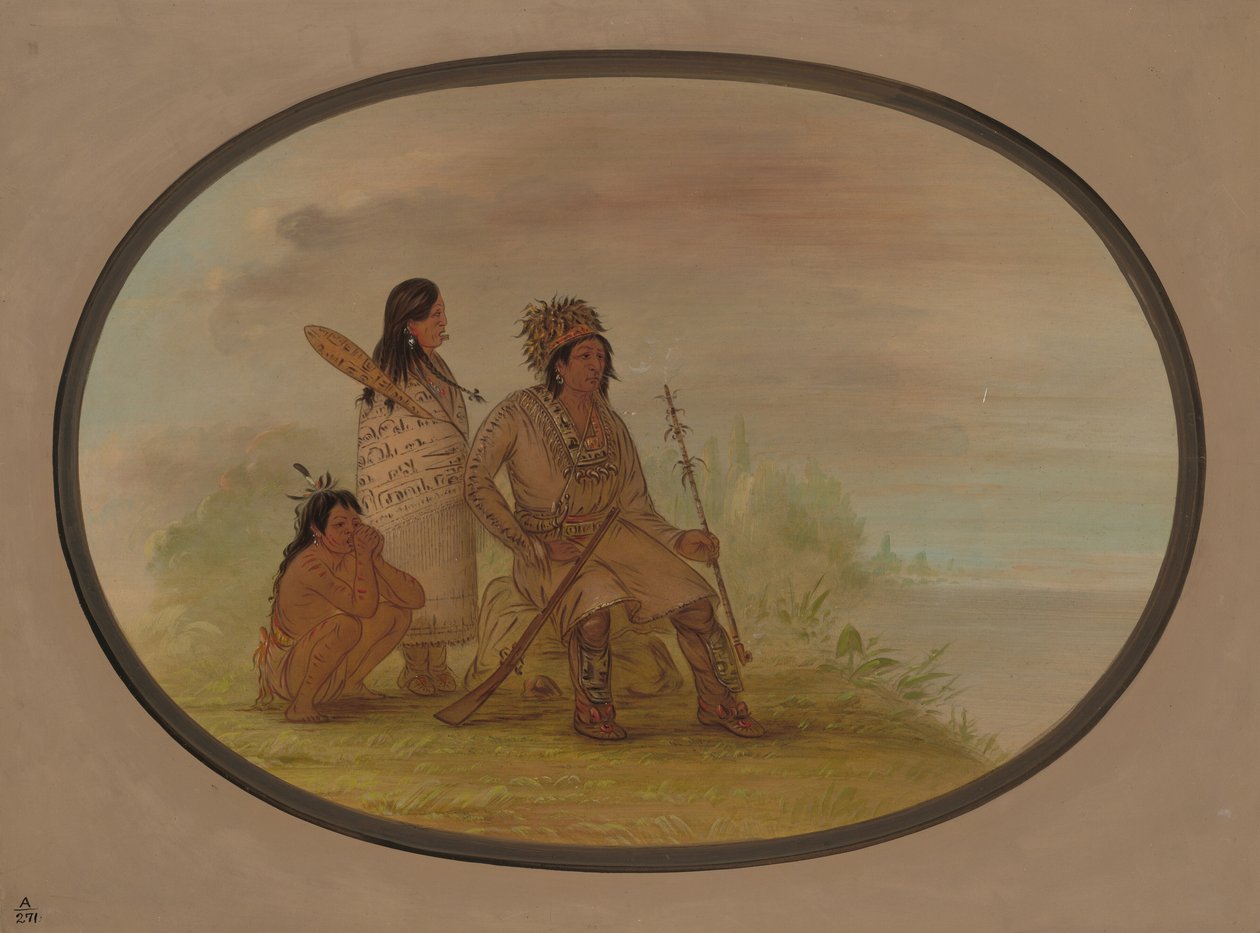 Starý indián Nayas, jeho vnučka a chlapec, 18551869. od George Catlin