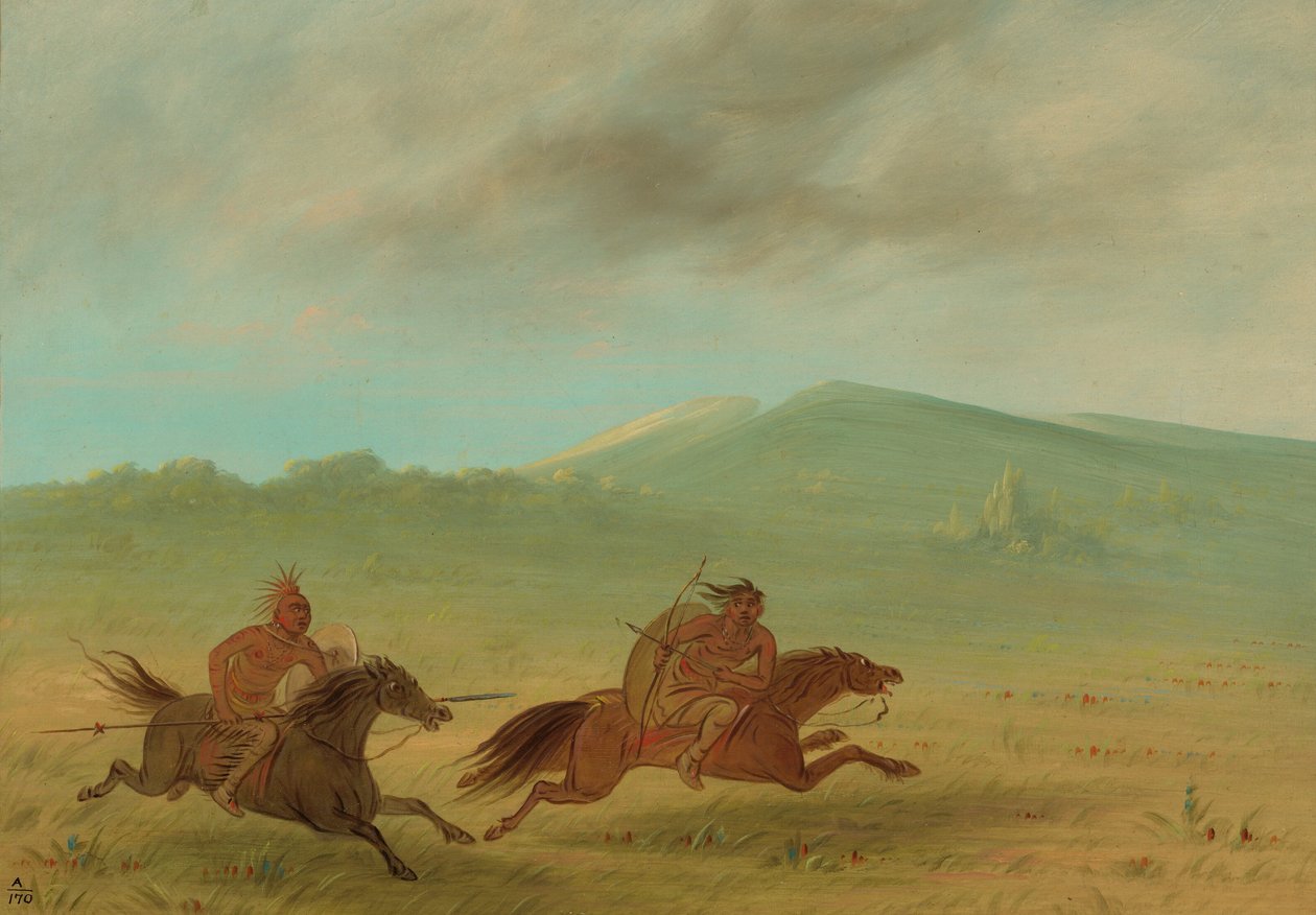 Osage Indian Pursuing a Camanchee, 18611869. od George Catlin