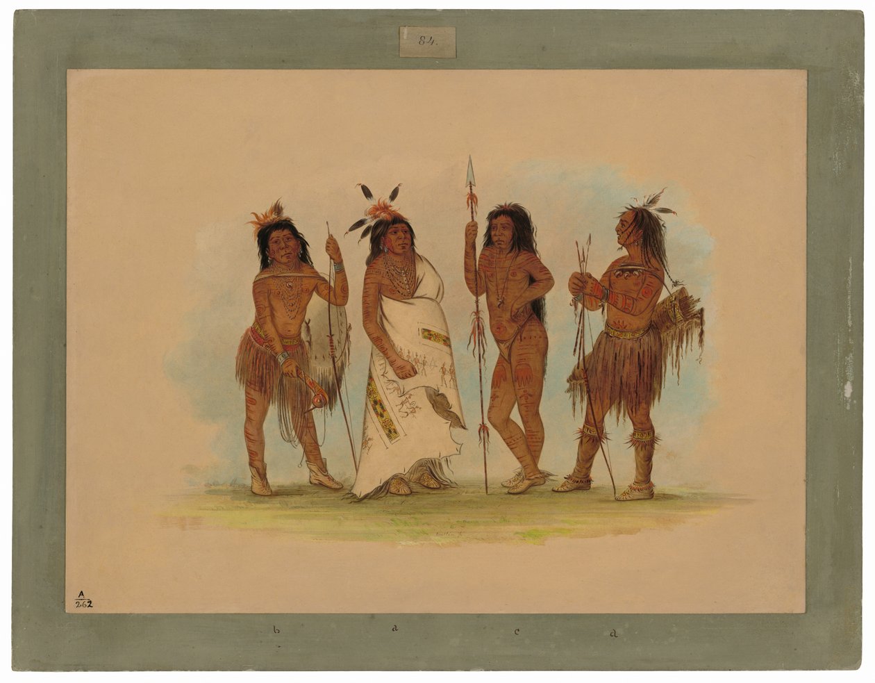 Náčelník Apačů a tři válečníci od George Catlin