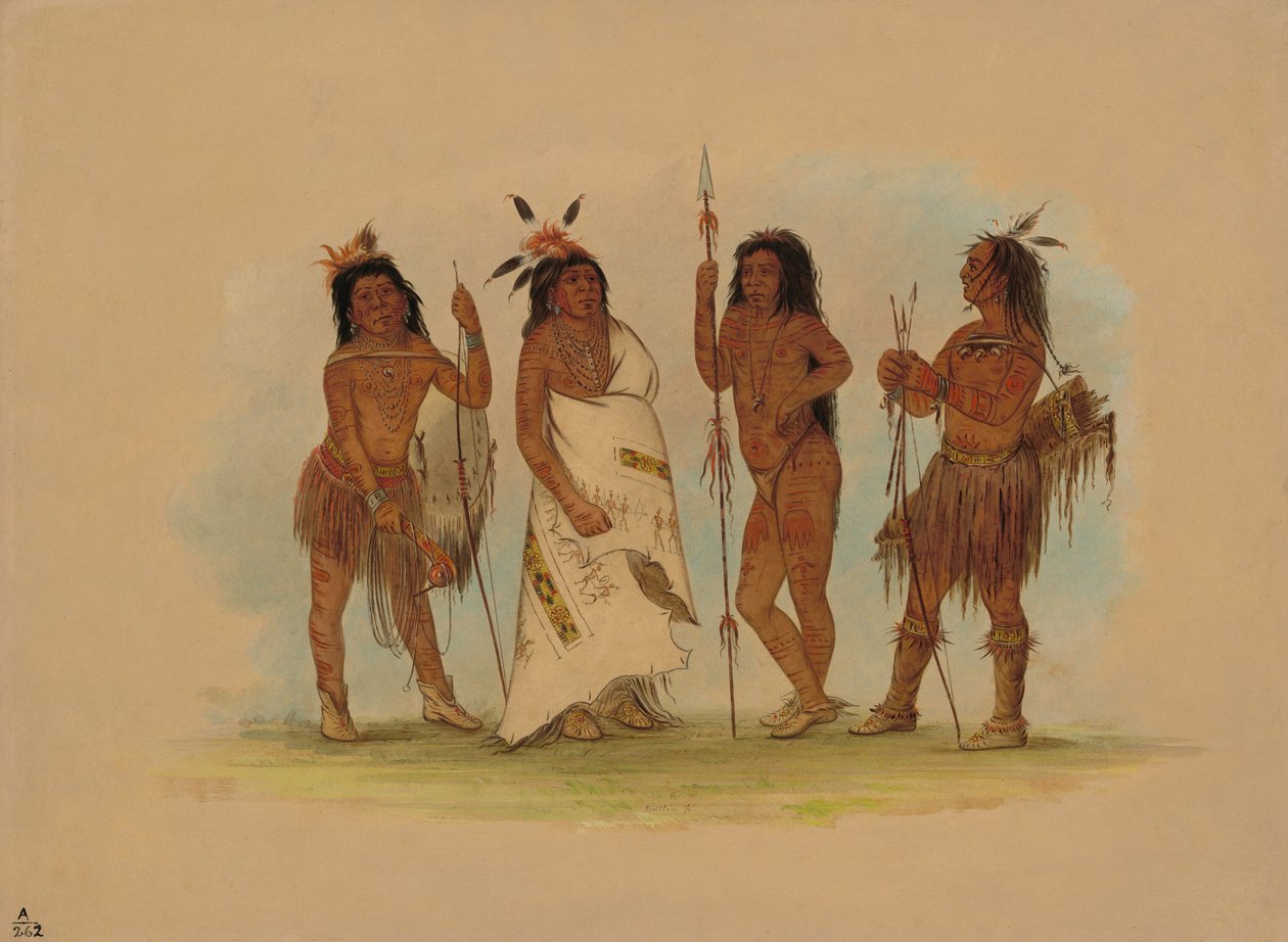 Náčelník Apačů a tři válečníci, 18551869. od George Catlin