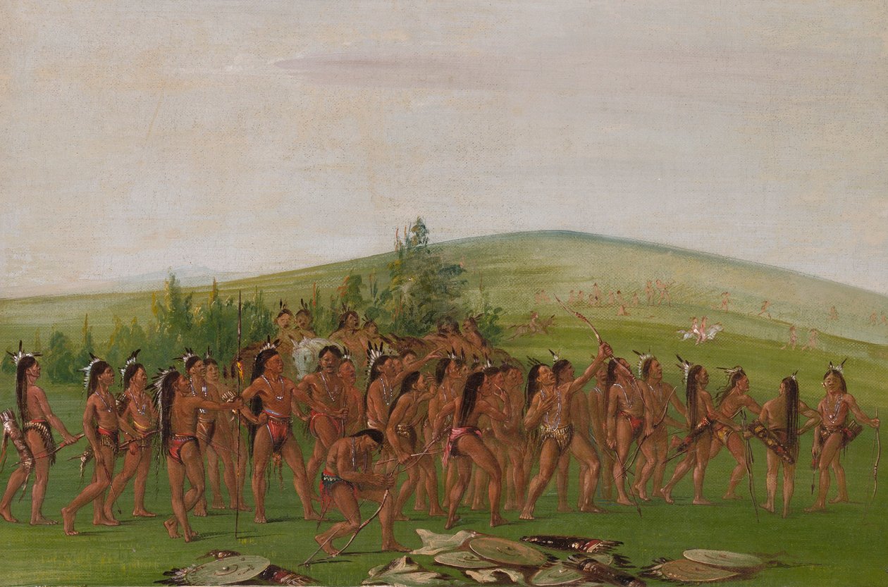 Lukostřelba Mandanů od George Catlin