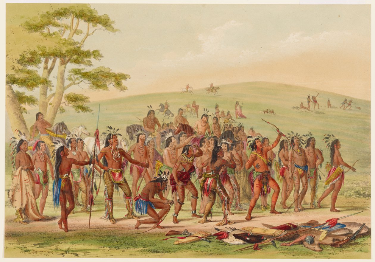 Lukostřelba u kmene Mandanů od George Catlin