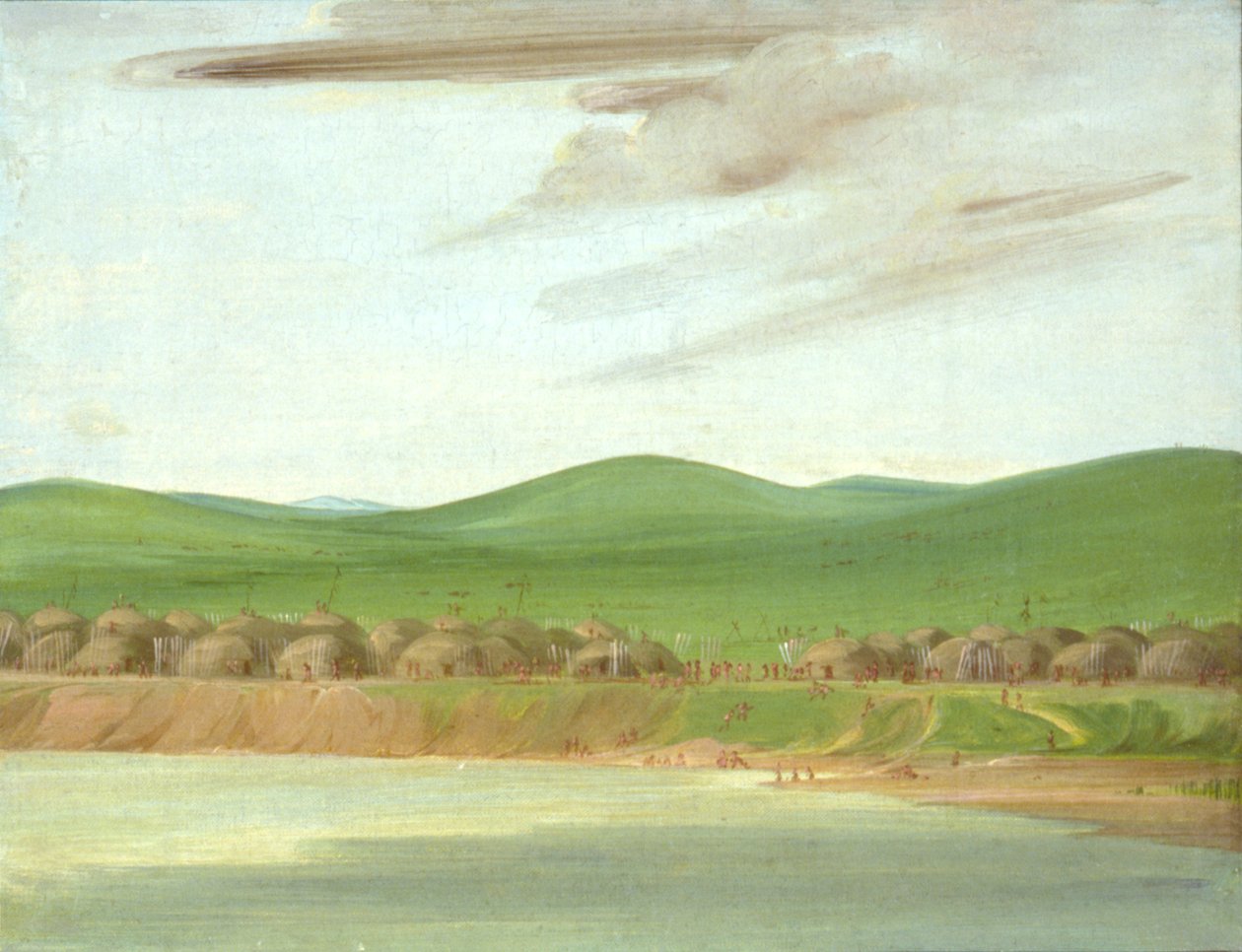 Arikara Village of Earth-Covered lodges, 1600 Miles nad St. Louis, 1832. od George Catlin