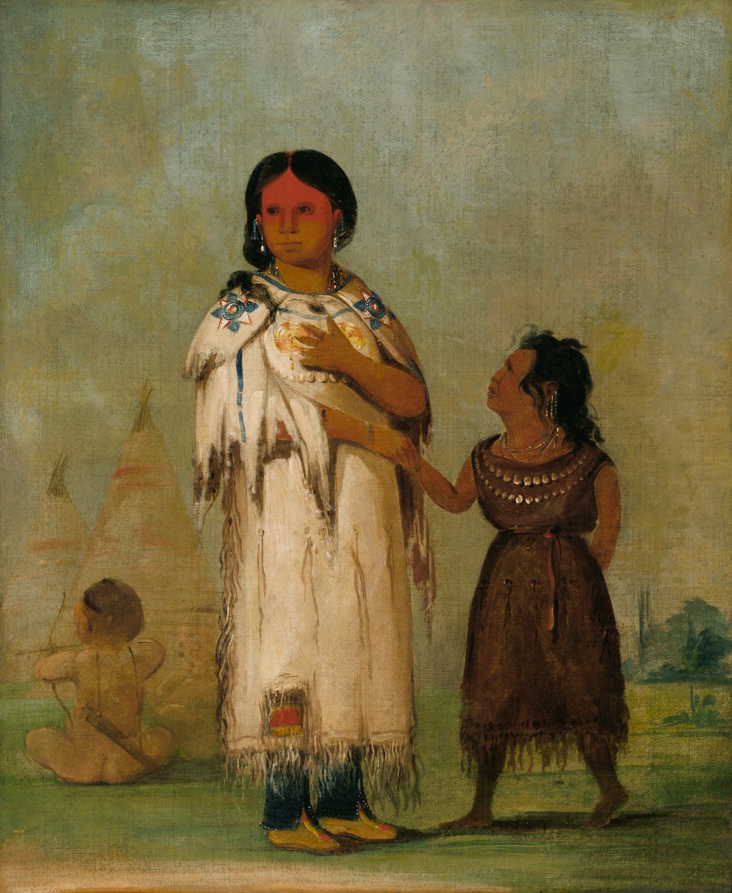 Assiniboin žena a dítě, 1832. od George Catlin