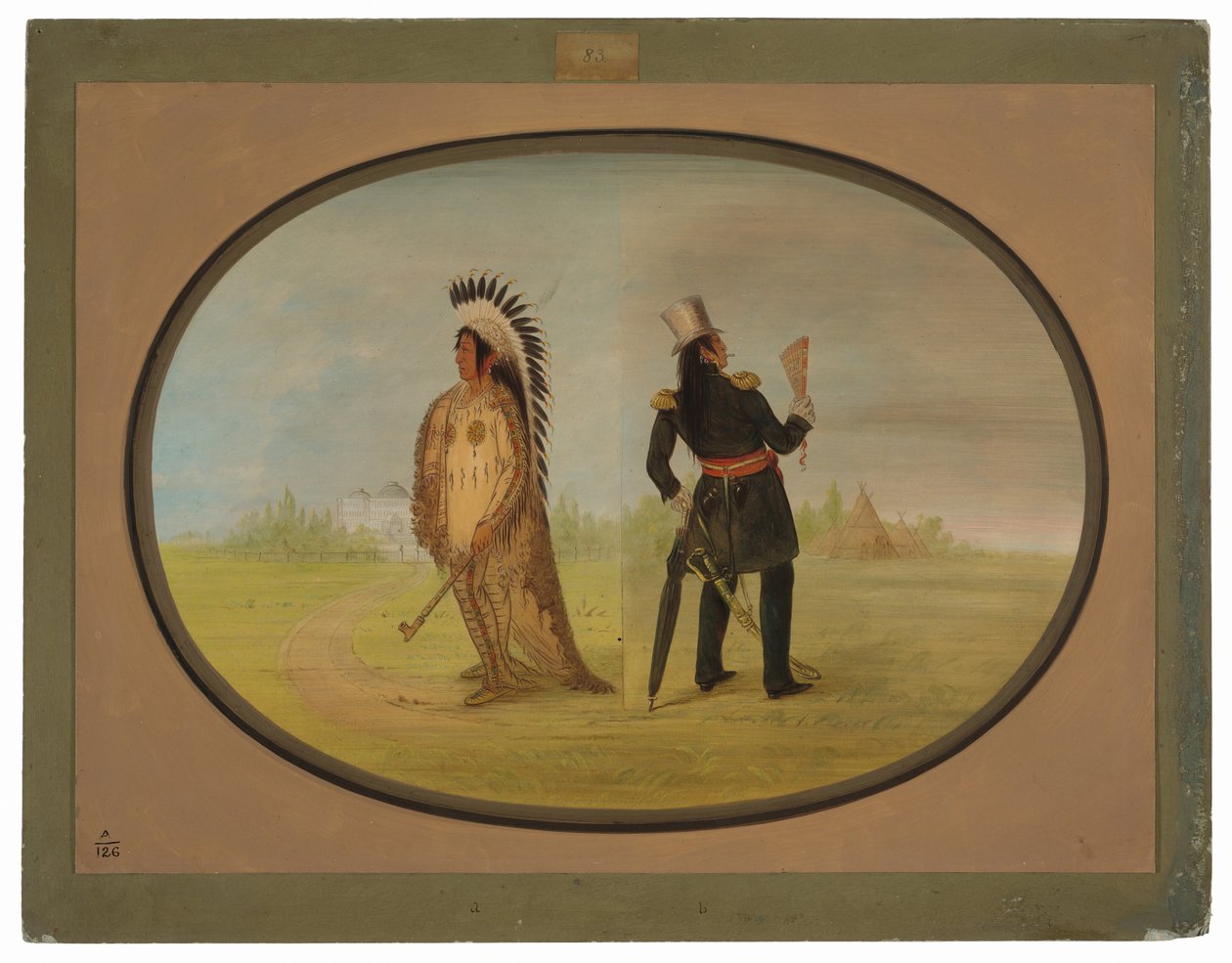 Náčelník Assiniboine před a po civilizaci od George Catlin