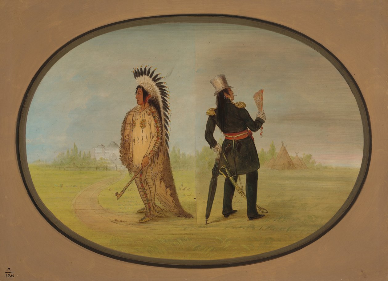 Assiniboine Chief před a po civilizaci, 18611869. od George Catlin
