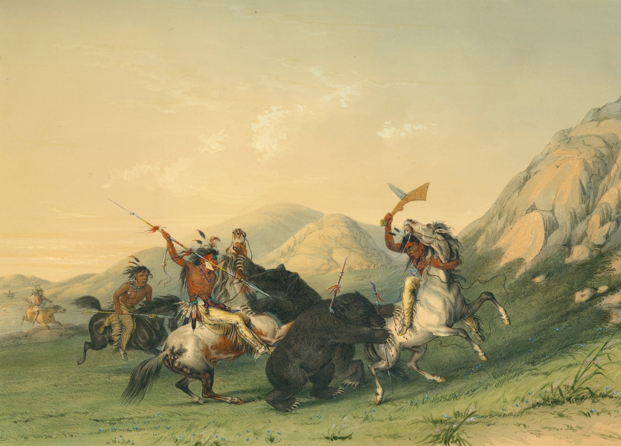 Útok na medvěda grizzlyho od George Catlin