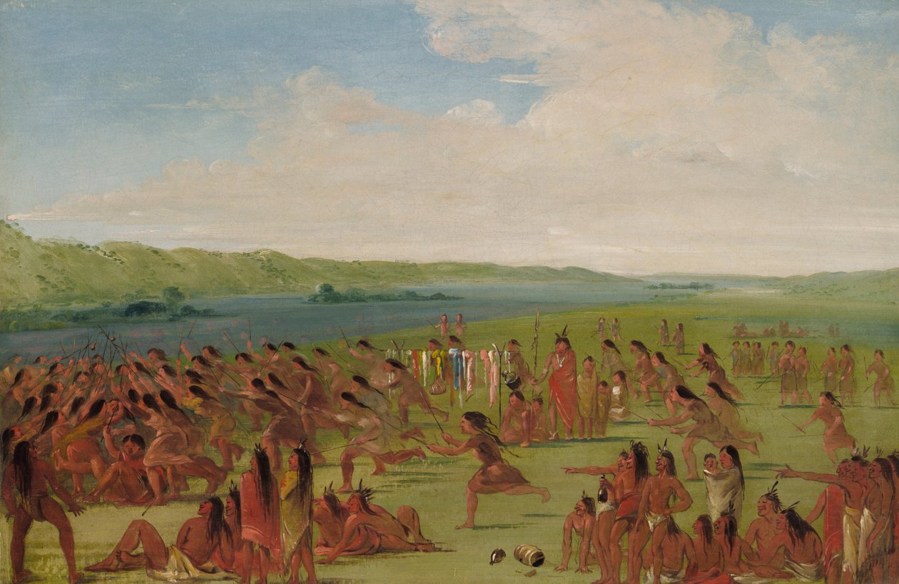 Plesová hra žen, Prairie du Chien, 1835-1836. od George Catlin