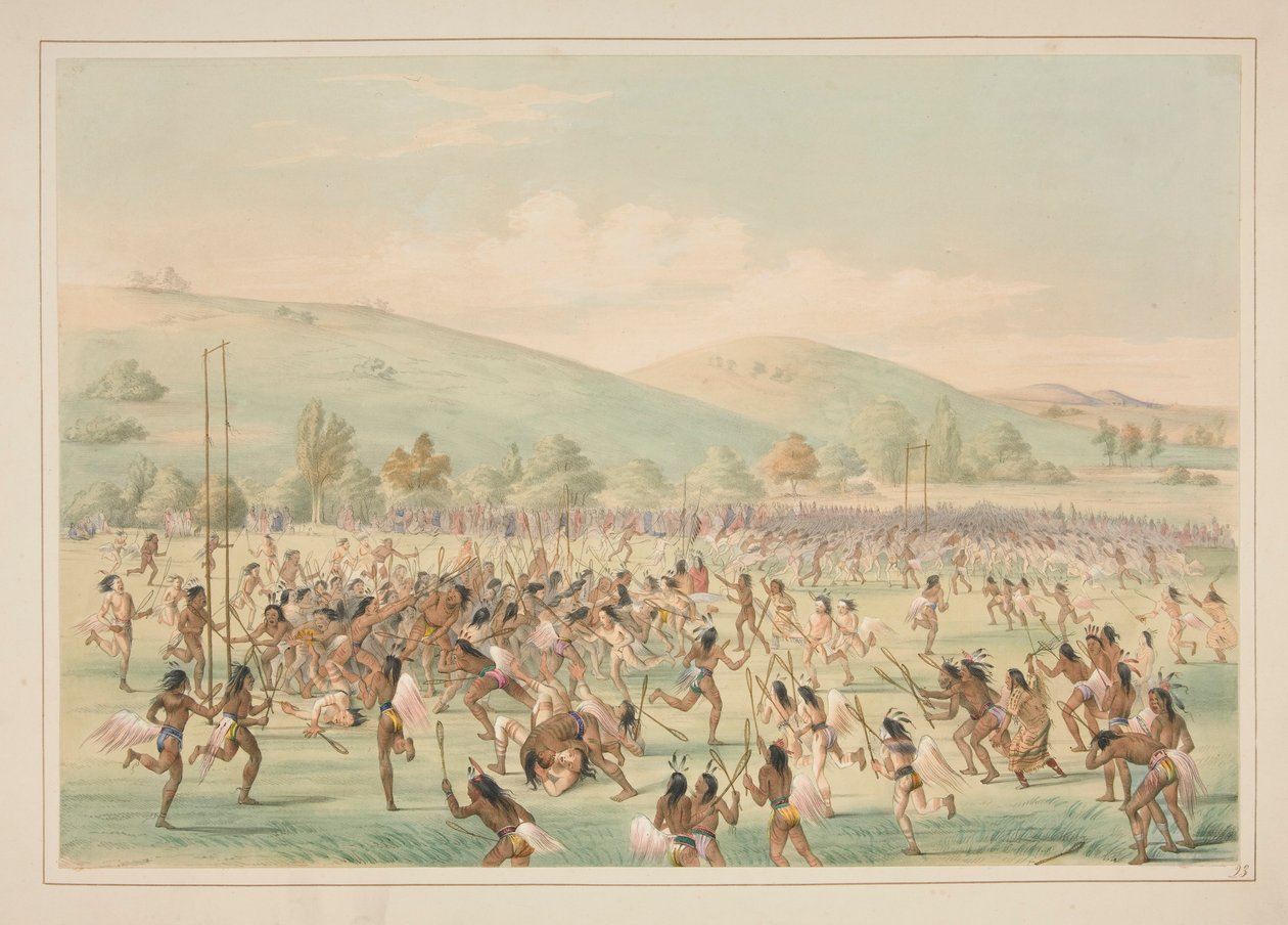 Ball Play, pl. 23 z portfolia severoamerických indiánů od George Catlin