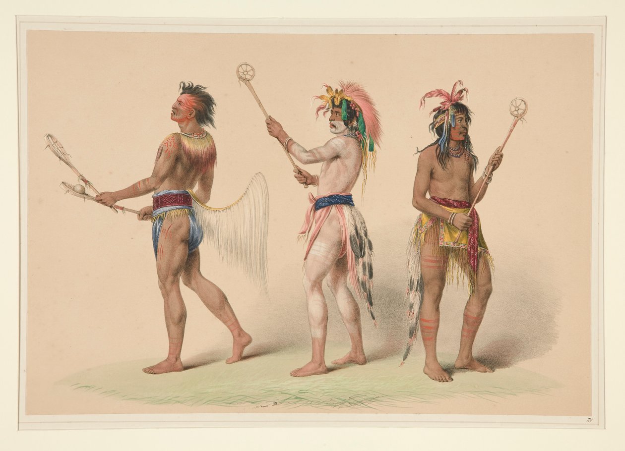 Ball Players, pl. 21 z portfolia severoamerických indiánů od George Catlin