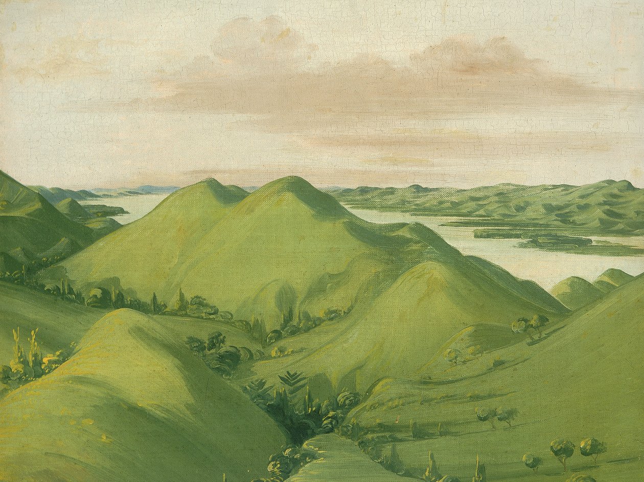 Krásné Grassy Bluffs, 110 mil nad St. Louis, 1832. od George Catlin