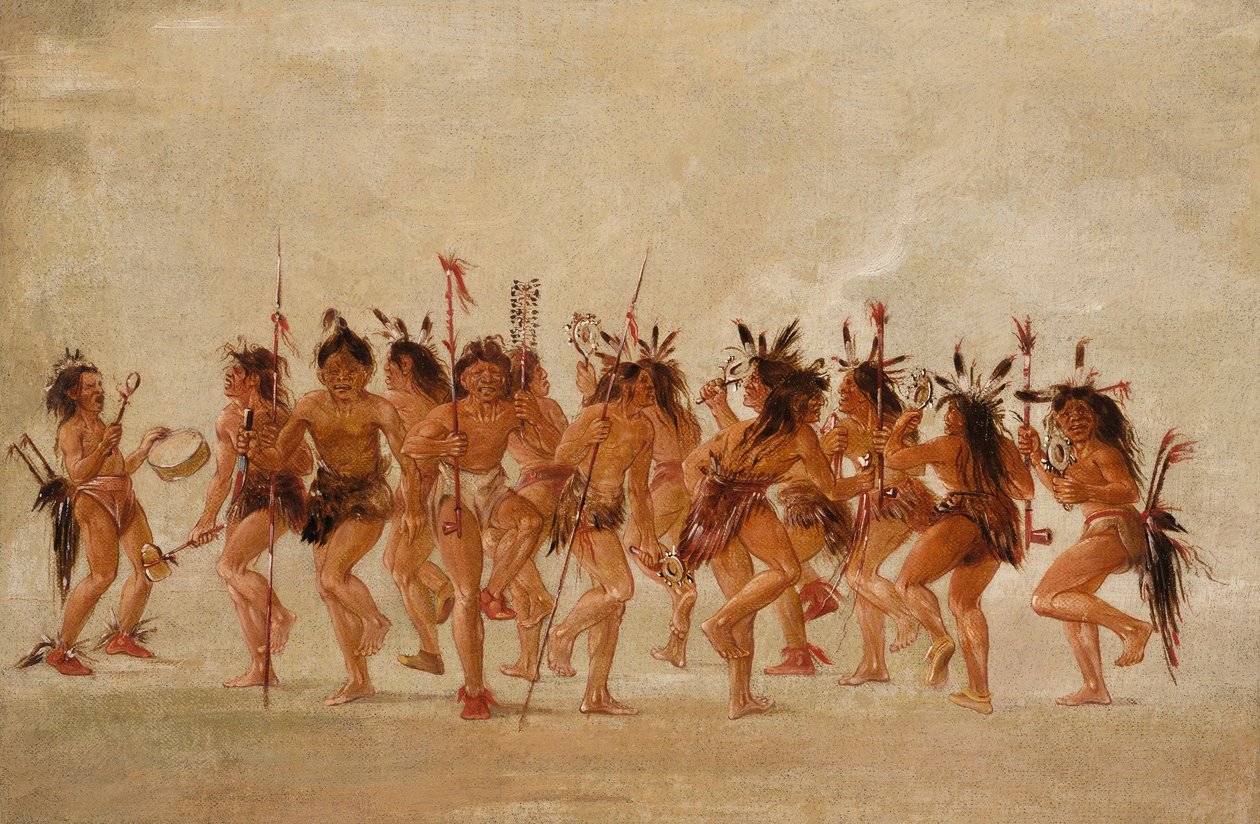 Žebrácký tanec, Ústí řeky Teton od George Catlin