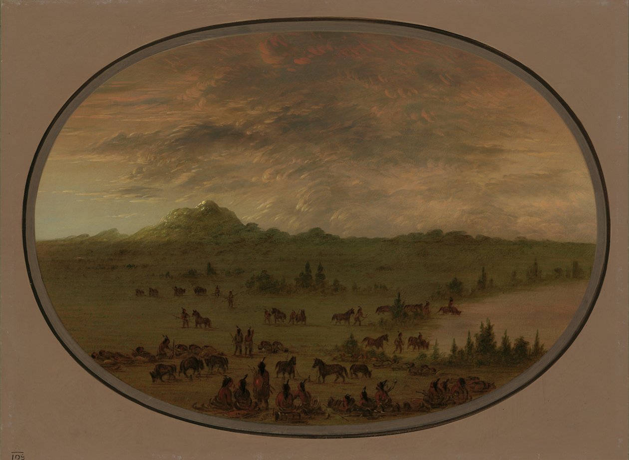Bivak Sioux War Party při východu slunce, 18611869. od George Catlin