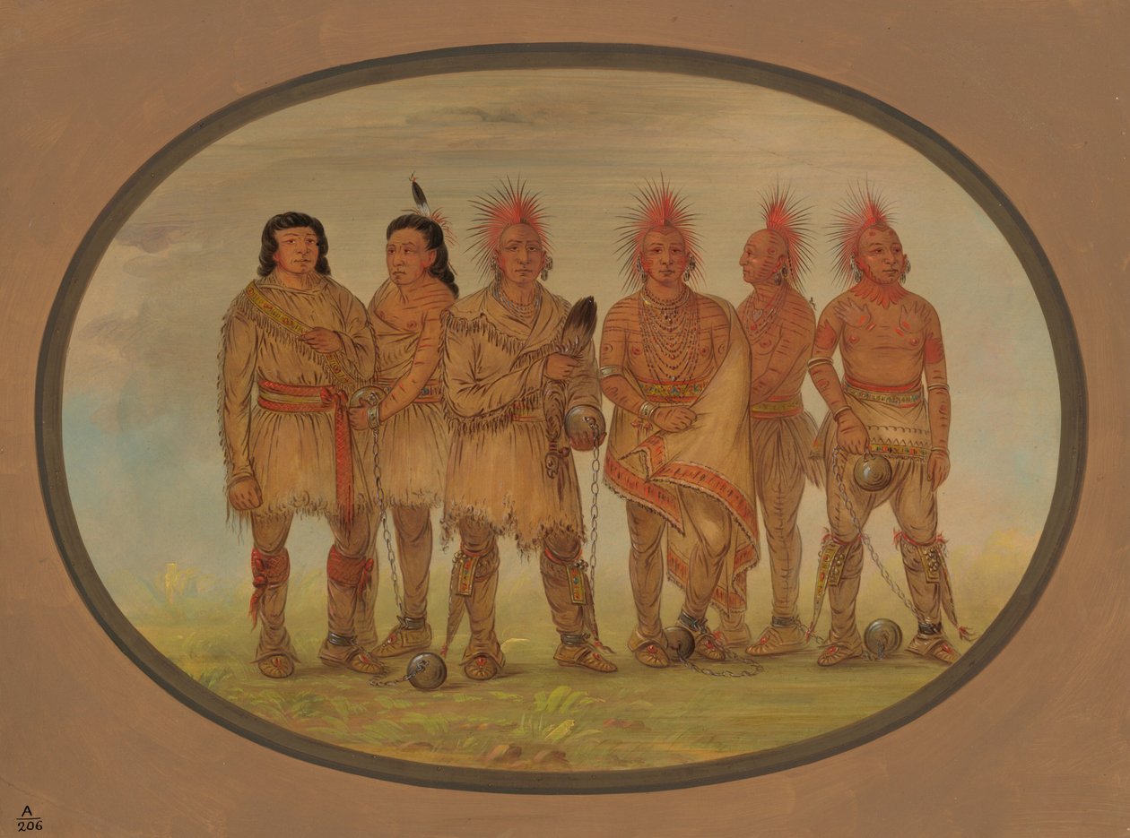 Black Hawk a pět dalších vězňů Saukie, 18611869. od George Catlin