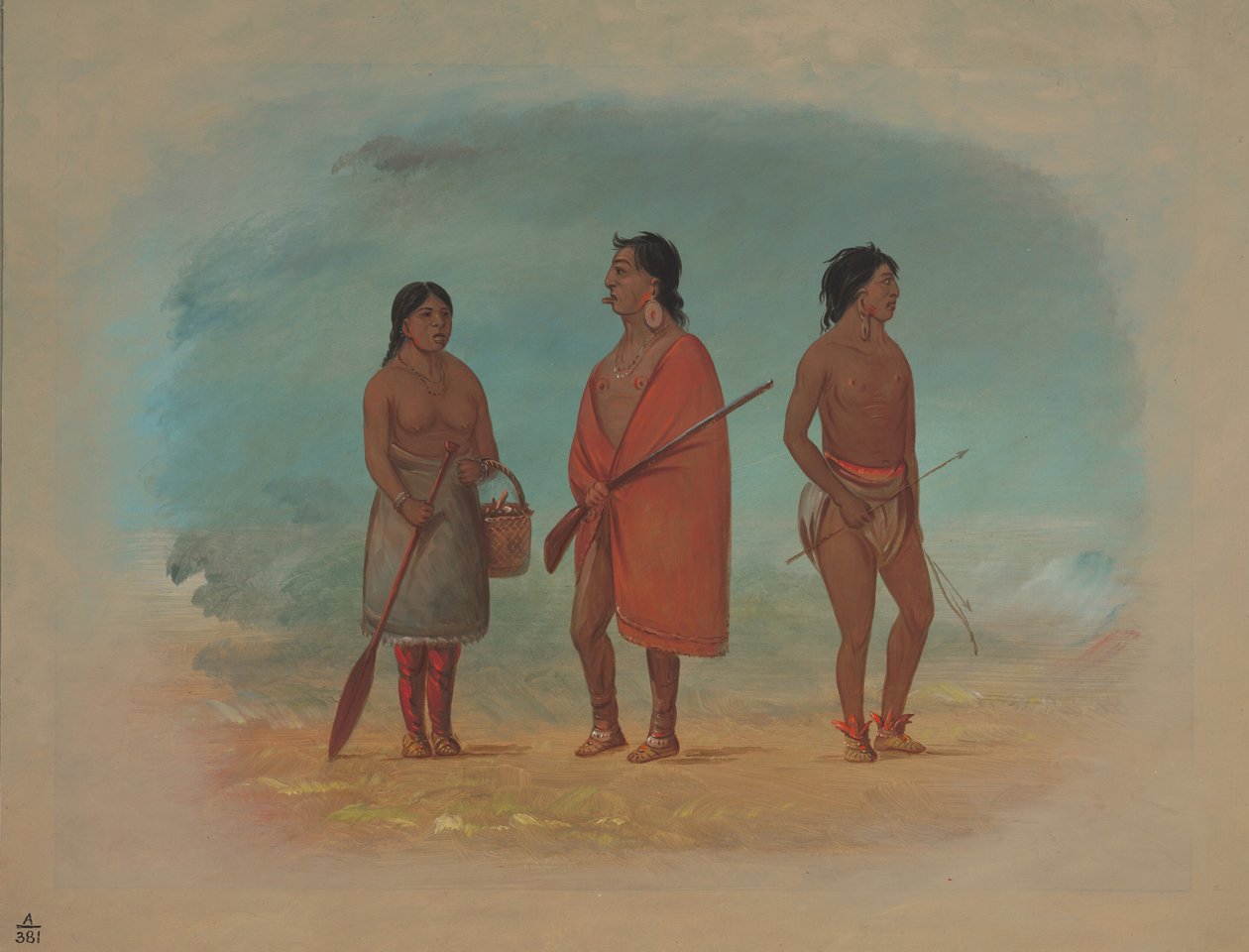 Botocudo Chief, jeho manželka a mladý muž, 18541869. od George Catlin