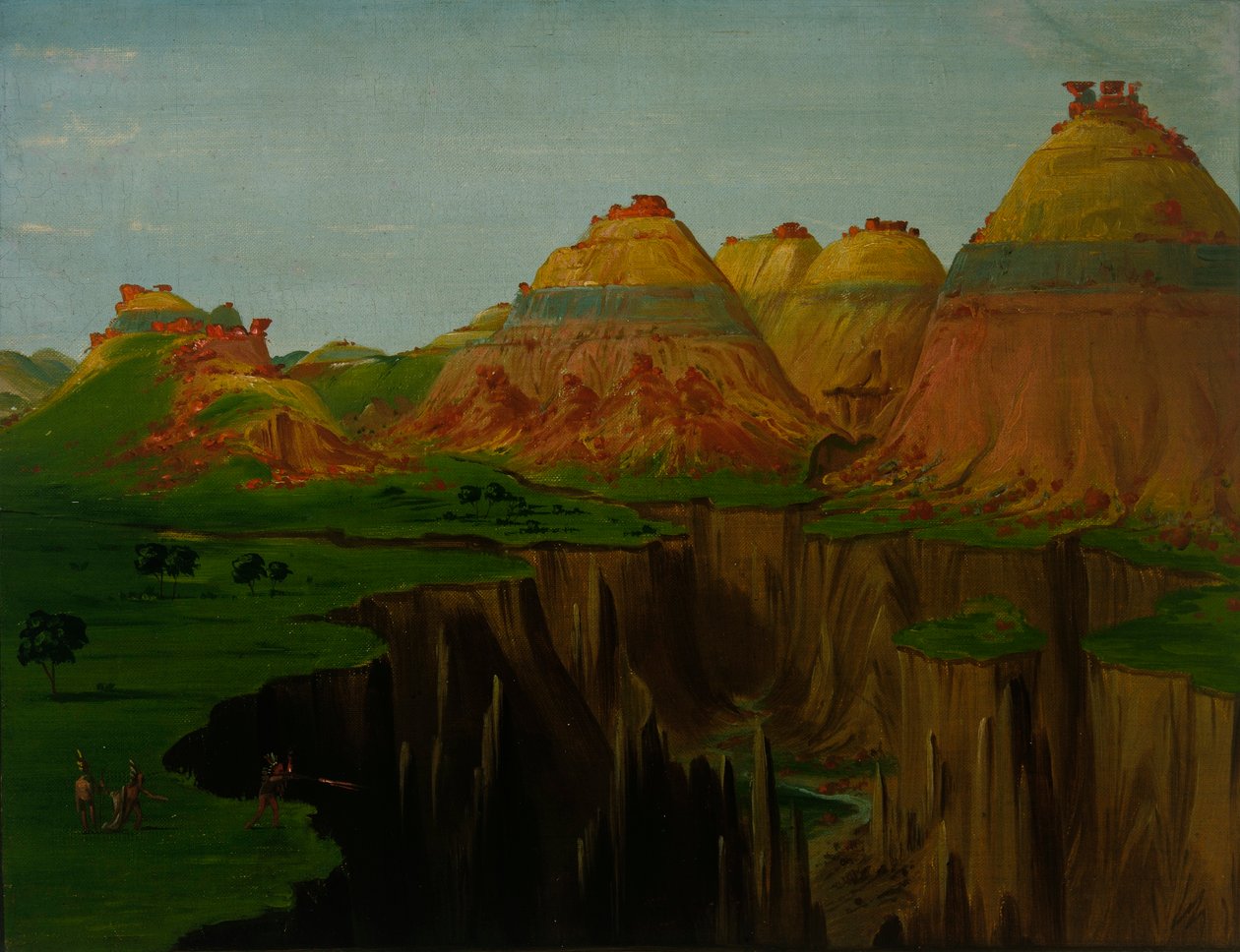 "Brick Kilns", Clay Bluffs 1900 mil nad St. Louis od George Catlin