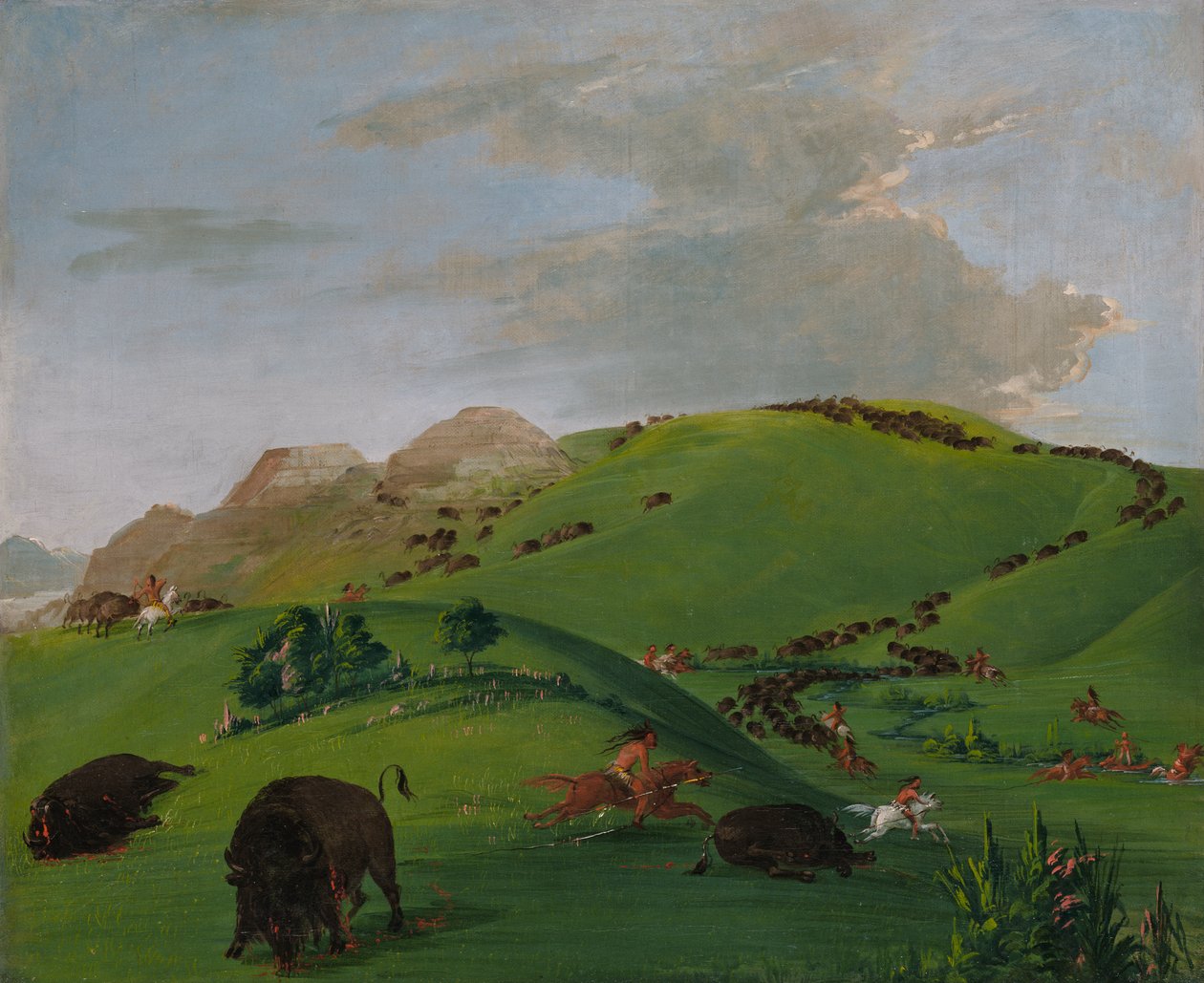 Buffalo Chase, Mouth of the Yellowstone, 1832-1833. od George Catlin