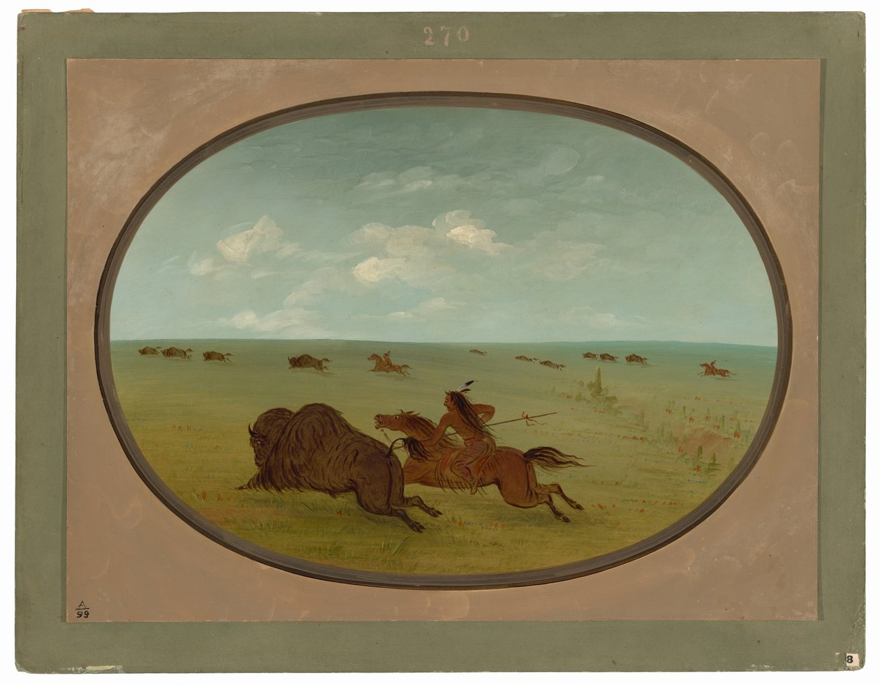 Buffalo Chase, Indiáni Sioux, Horní Missouri od George Catlin