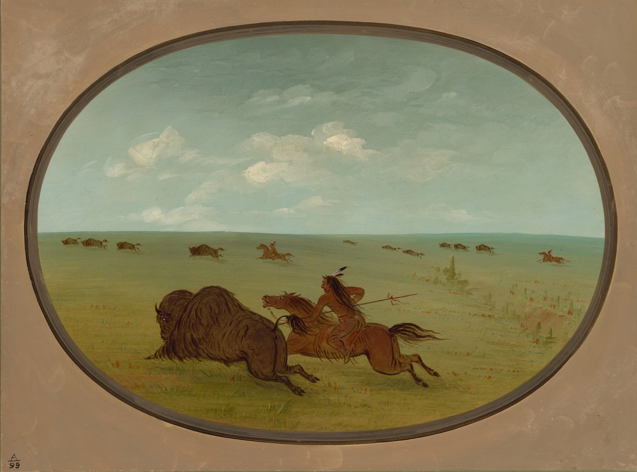 Buffalo Chase, Indiáni Sioux, Horní Missouri, 18611869. od George Catlin
