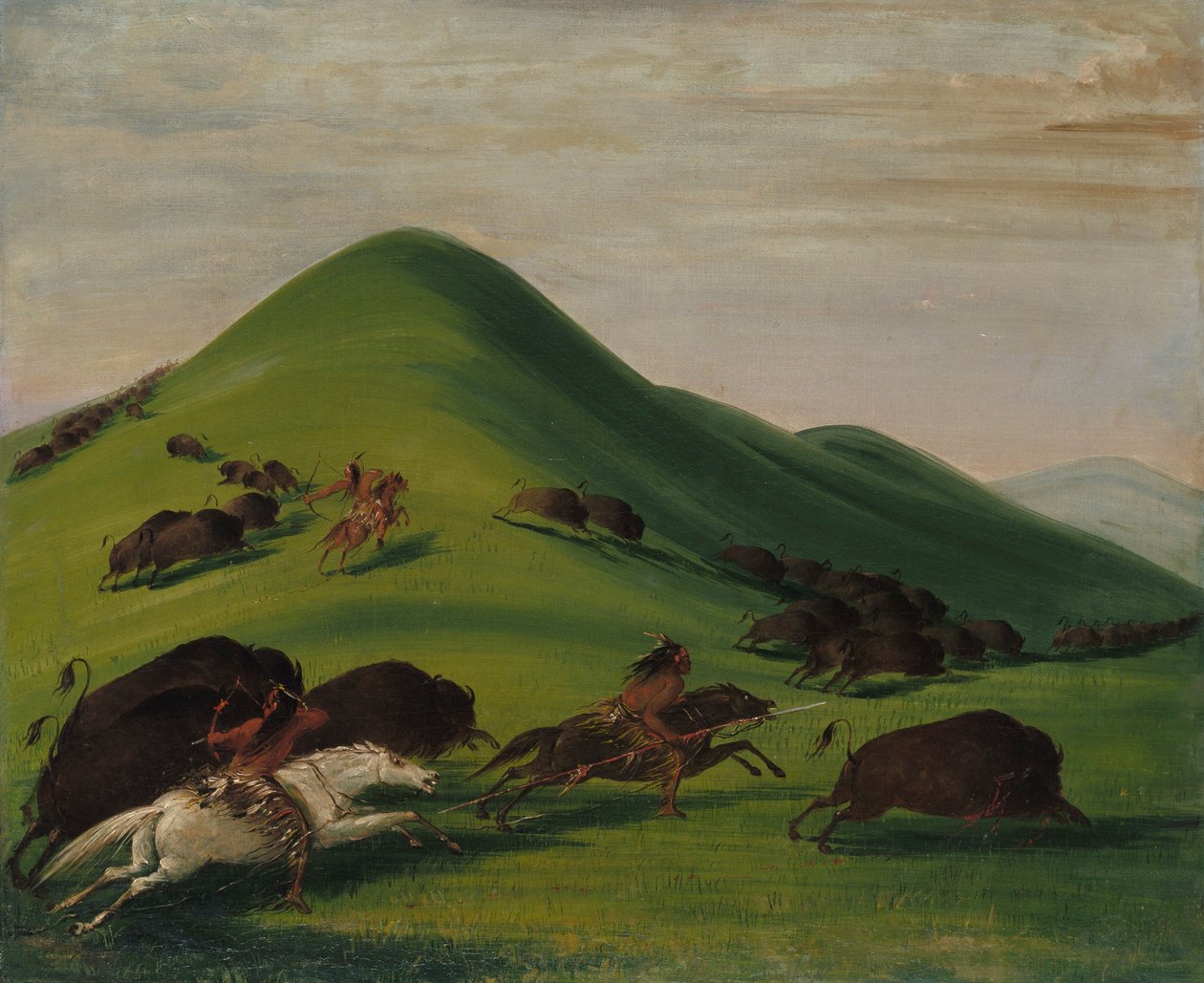 Buffalo Chase nad Prairie Bluffs od George Catlin