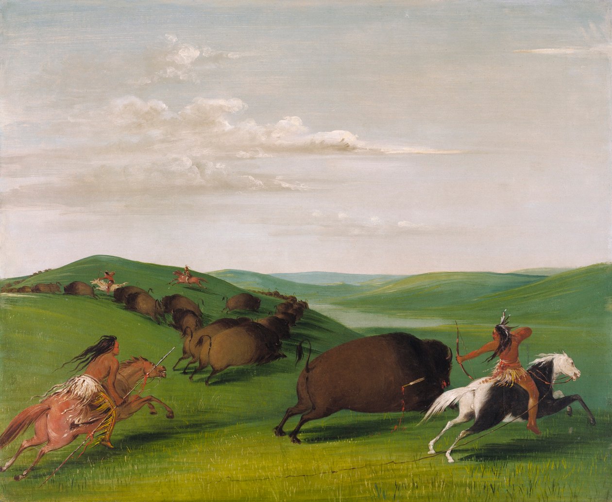 Honba za bizony s luky a kopími od George Catlin