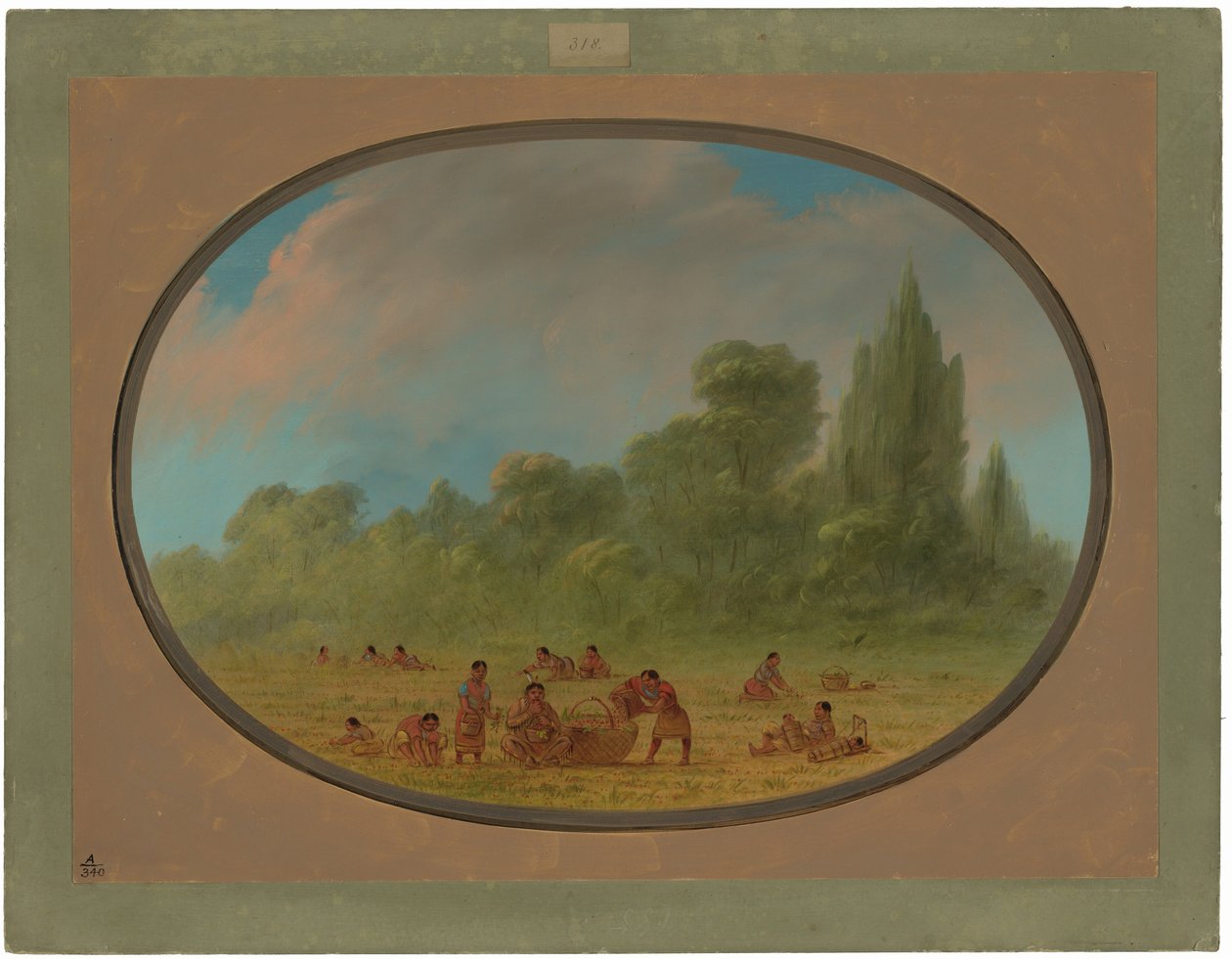 Indiáni Caddo sbírají lesní jahody od George Catlin