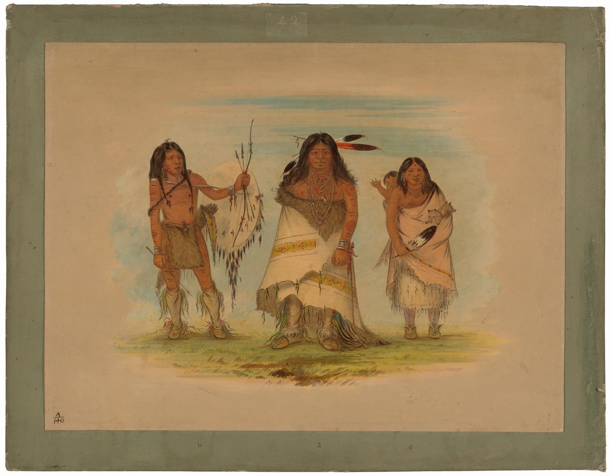 Náčelník komančů, jeho žena a válečník od George Catlin