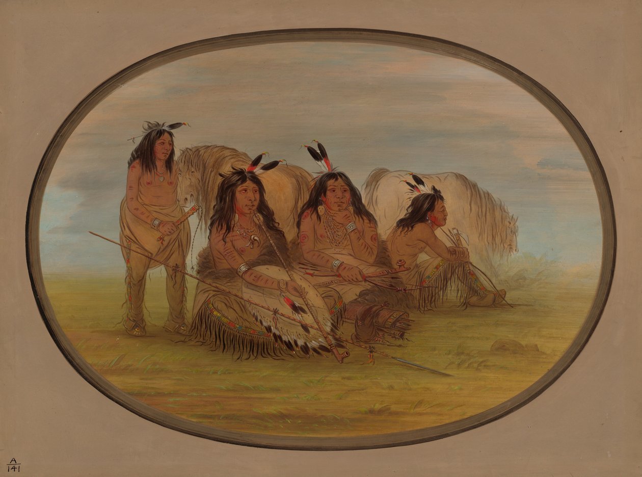 Náčelník komančů se třemi válečníky, 18611869. od George Catlin