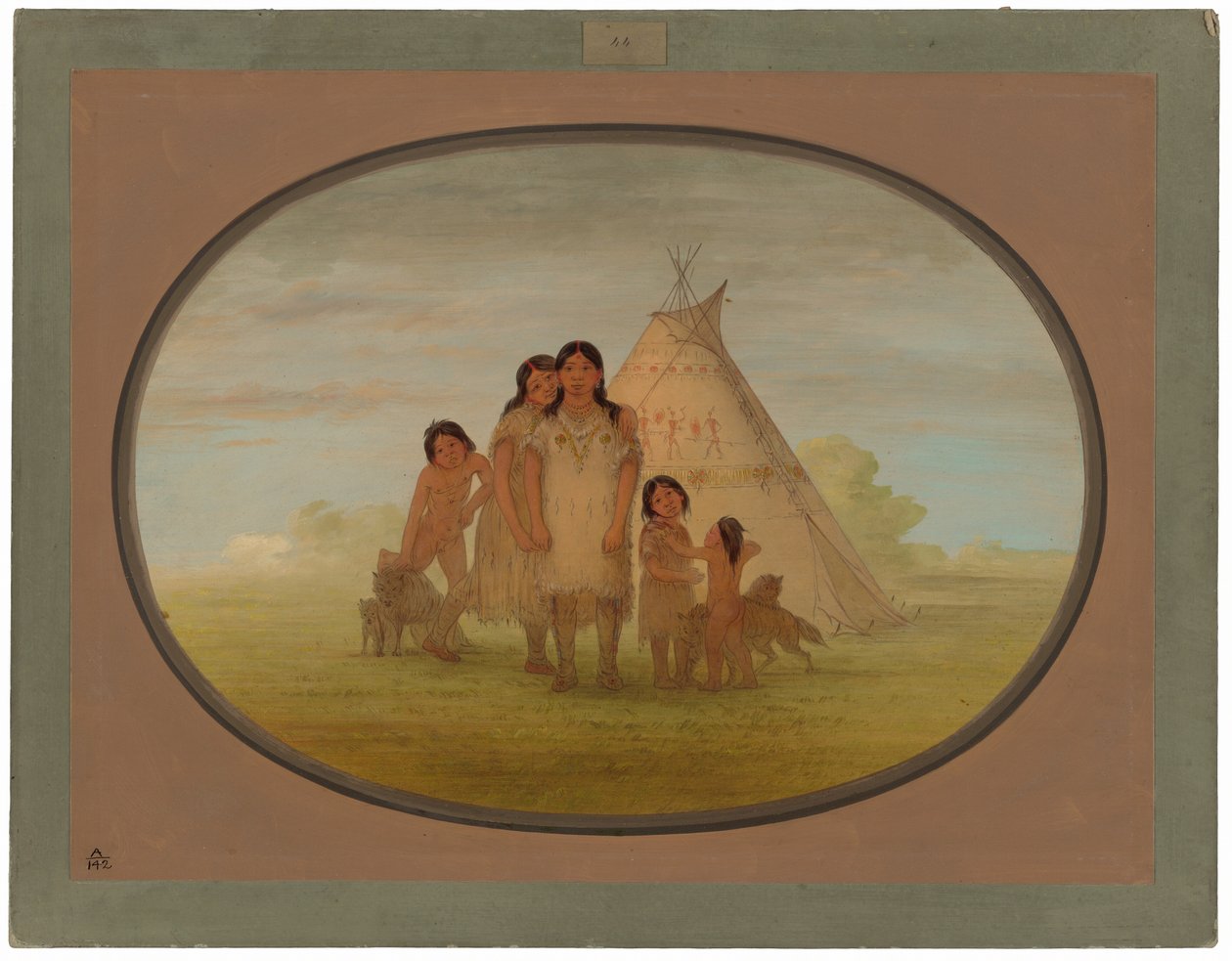 Náčelníci komančů děti a vigvam od George Catlin