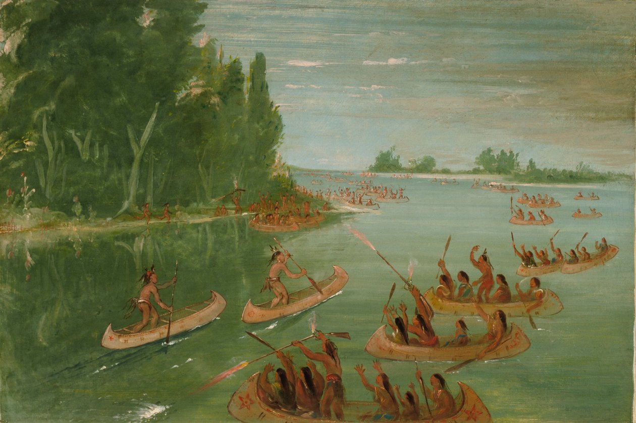 Kanoistický závod poblíž Sault Ste. Marie od George Catlin