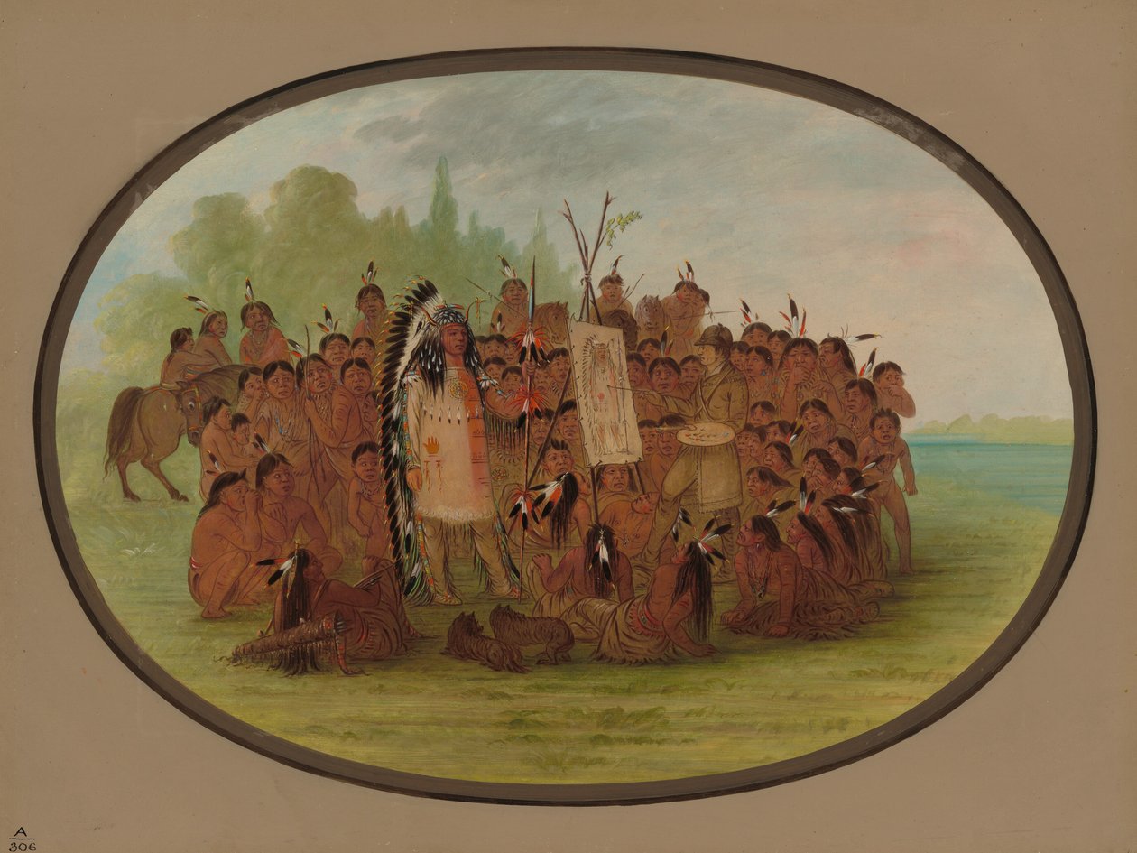 Catlin maluje portrét Mah-to-toh-pa - Mandan, 18611869. od George Catlin