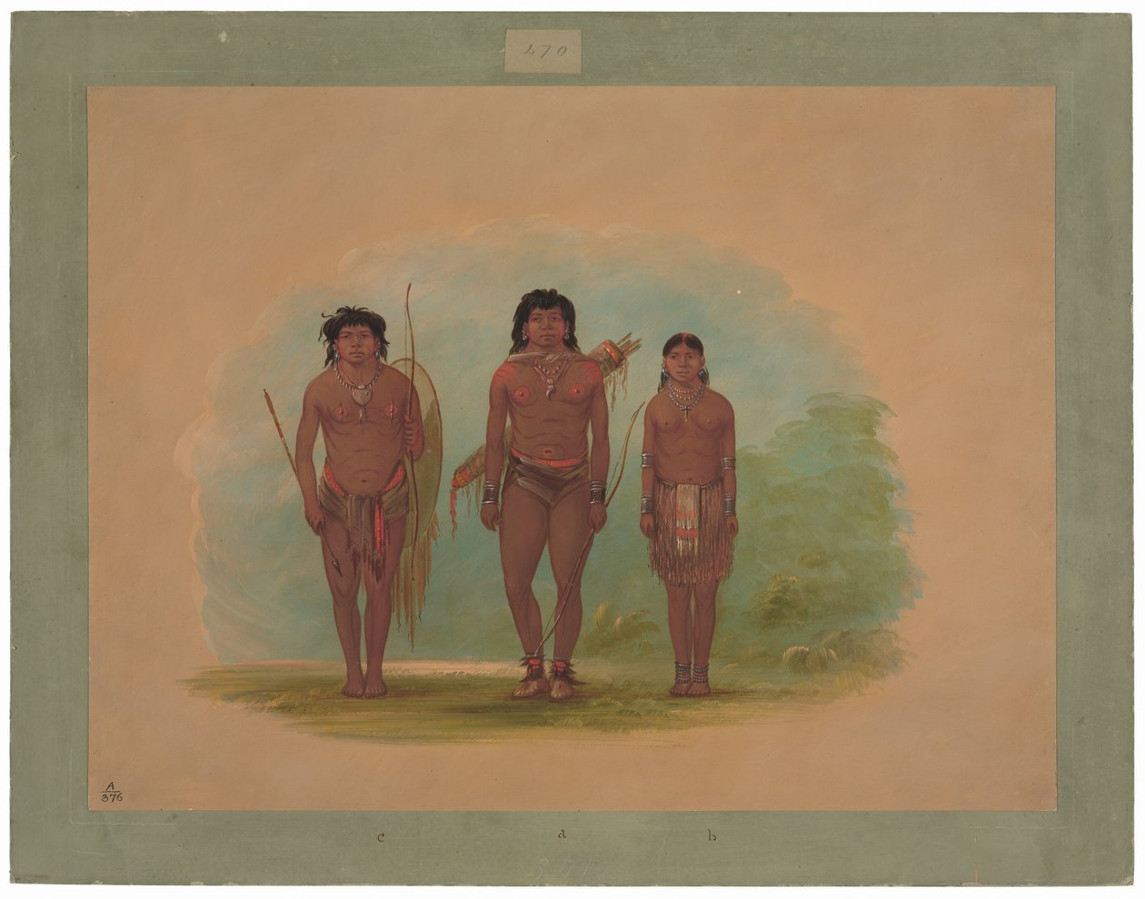 Chaco náčelník, jeho žena a válečník od George Catlin