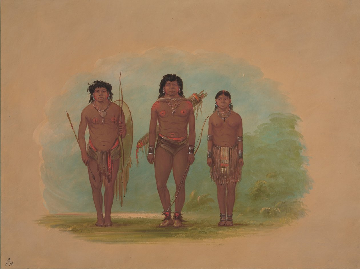 Chaco náčelník, jeho žena a válečník, 18541869. od George Catlin