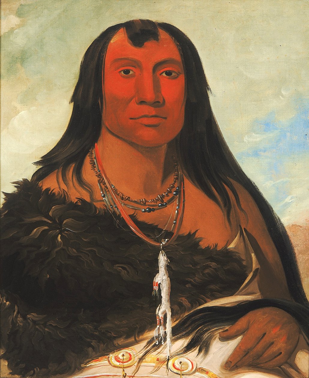 Cháh-ee-chópes, Čtyři vlci, truchlící náčelník od George Catlin