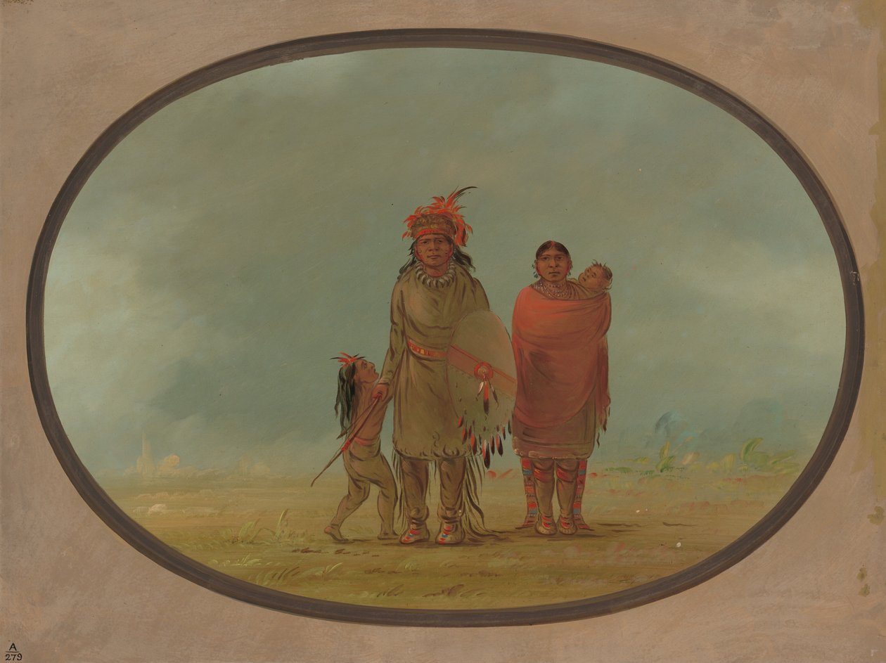 Měděný náčelník, jeho žena a děti, 18551869. od George Catlin