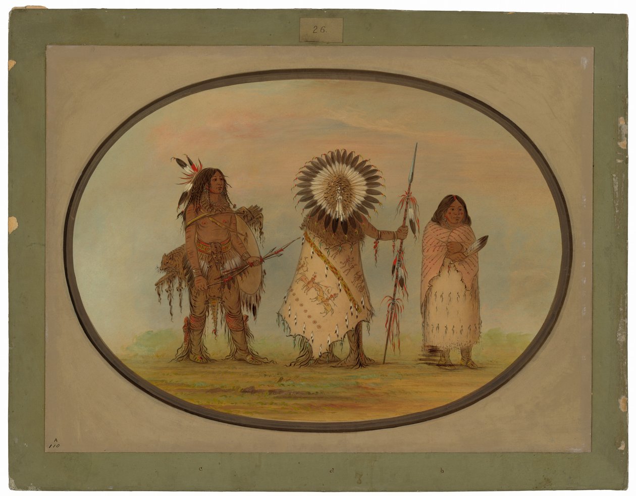 Vraní náčelník, jeho žena a válečník od George Catlin
