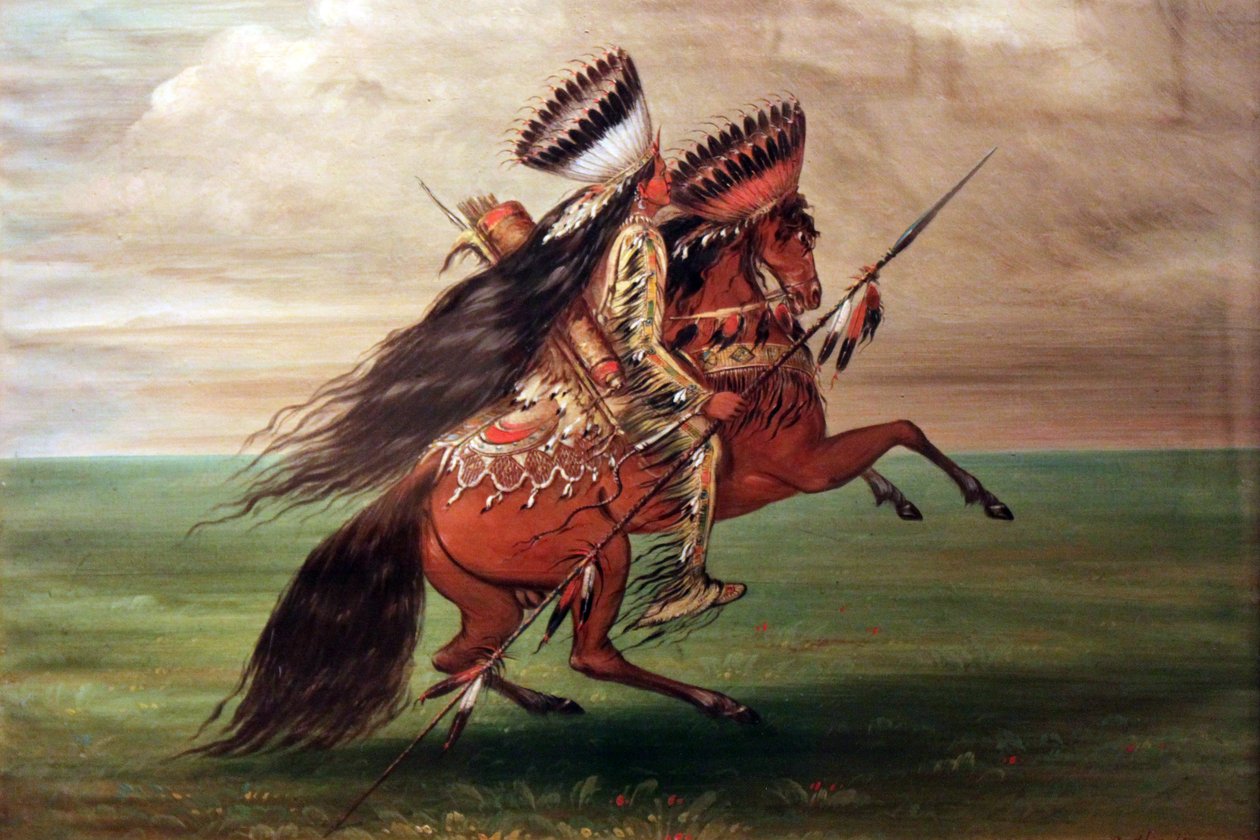 Vraní indián "Ten, který skáče přes všechny" od George Catlin