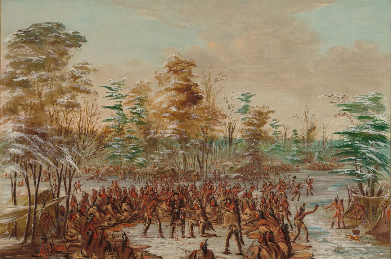 De Tonty žaluje za mír v Iroquois Village. 2. ledna 1680, 18471848. od George Catlin