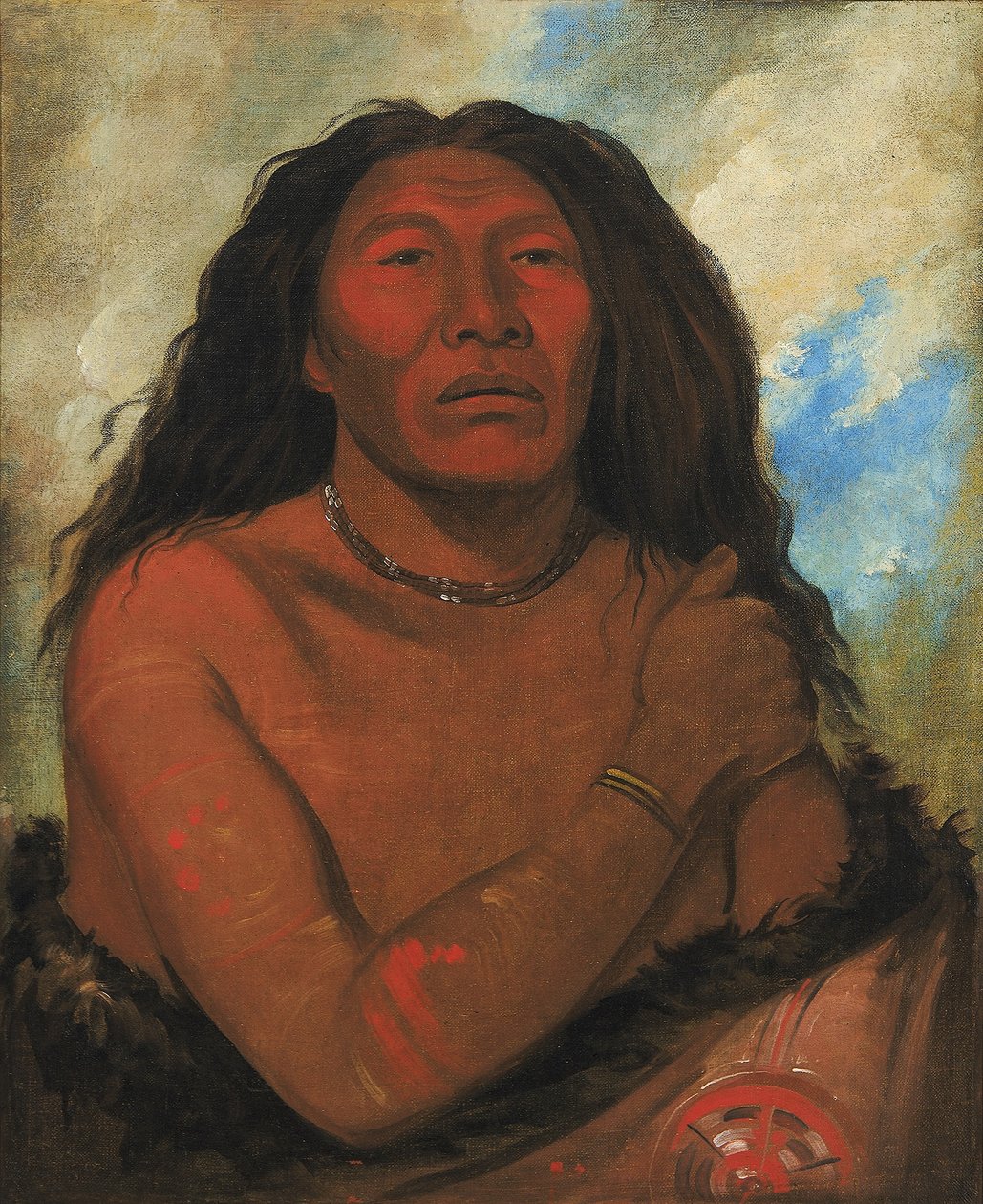 Duhk-gits-o-ó-see, Rudý medvěd, vynikající bojovník od George Catlin